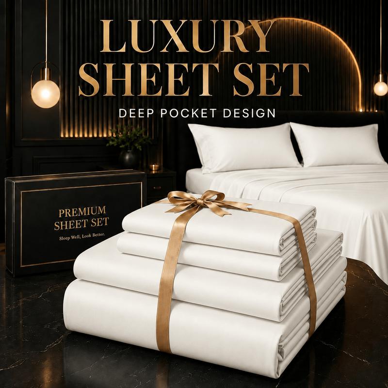 Fitted Bed Sheets Deep Pocket - طقم ملاءات سرير من الخيزران لتبريد