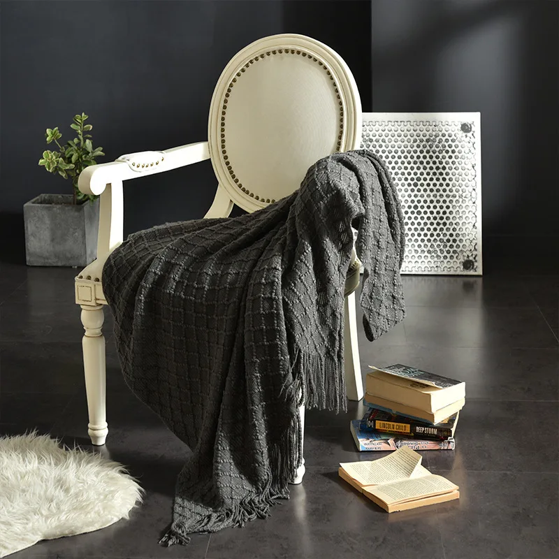 بطانية رمي محبوكة بنمط الماس ا - مراجعة Boho Throw Blanket Fringe وسعره