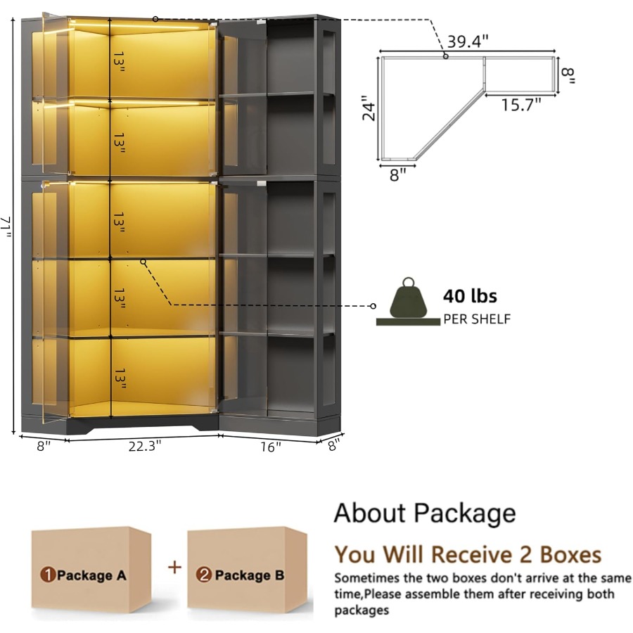 خزانة عرض زاوية مع أبواب زجاجي - مراجعة Storage & Organization وسعره