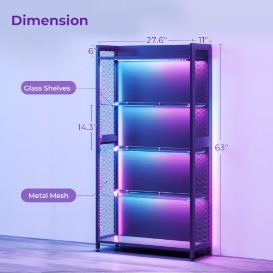 خزانة عرض بأرفف زجاجية، إضاءة  - مراجعة Lighting وسعره
