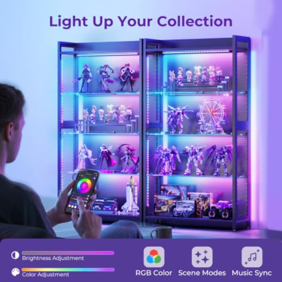 خزانة عرض بأرفف زجاجية، إضاءة  - مراجعة Lighting وسعره