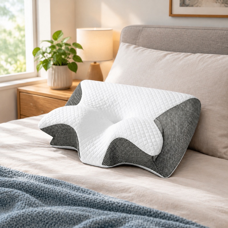 وسادة رقبة مريحة مصنوعة من ماد - مراجعة Memory Foam Orthopedic Pillow Neck Pain وسعره