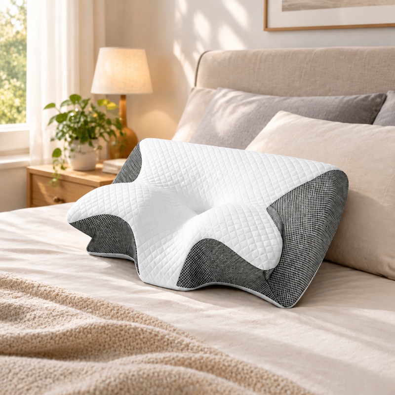 وسادة رقبة من الفوم المرن بتقن - مراجعة Memory Foam Orthopedic Pillow Neck Pain وسعره